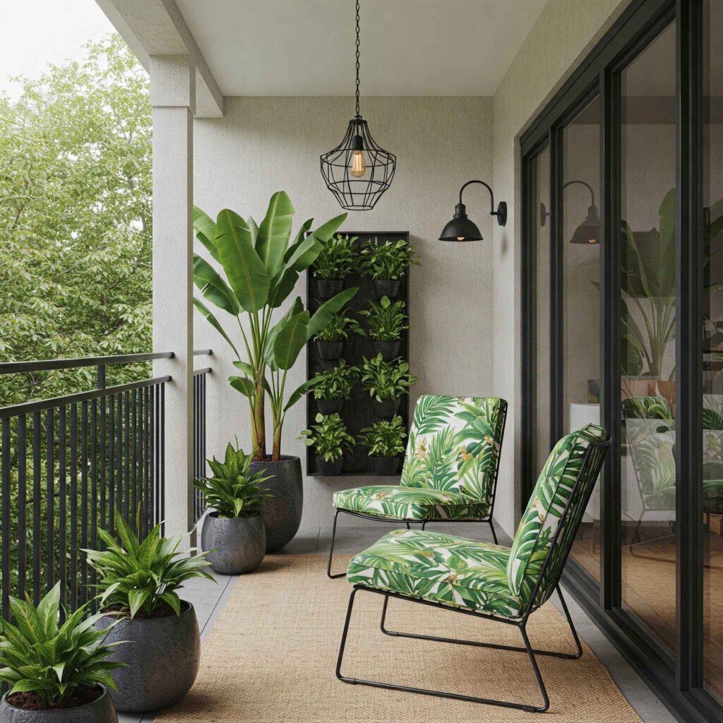 Modern Tropical Porch with Lush Greenery Modern Tropical Porch with Lush Greenery