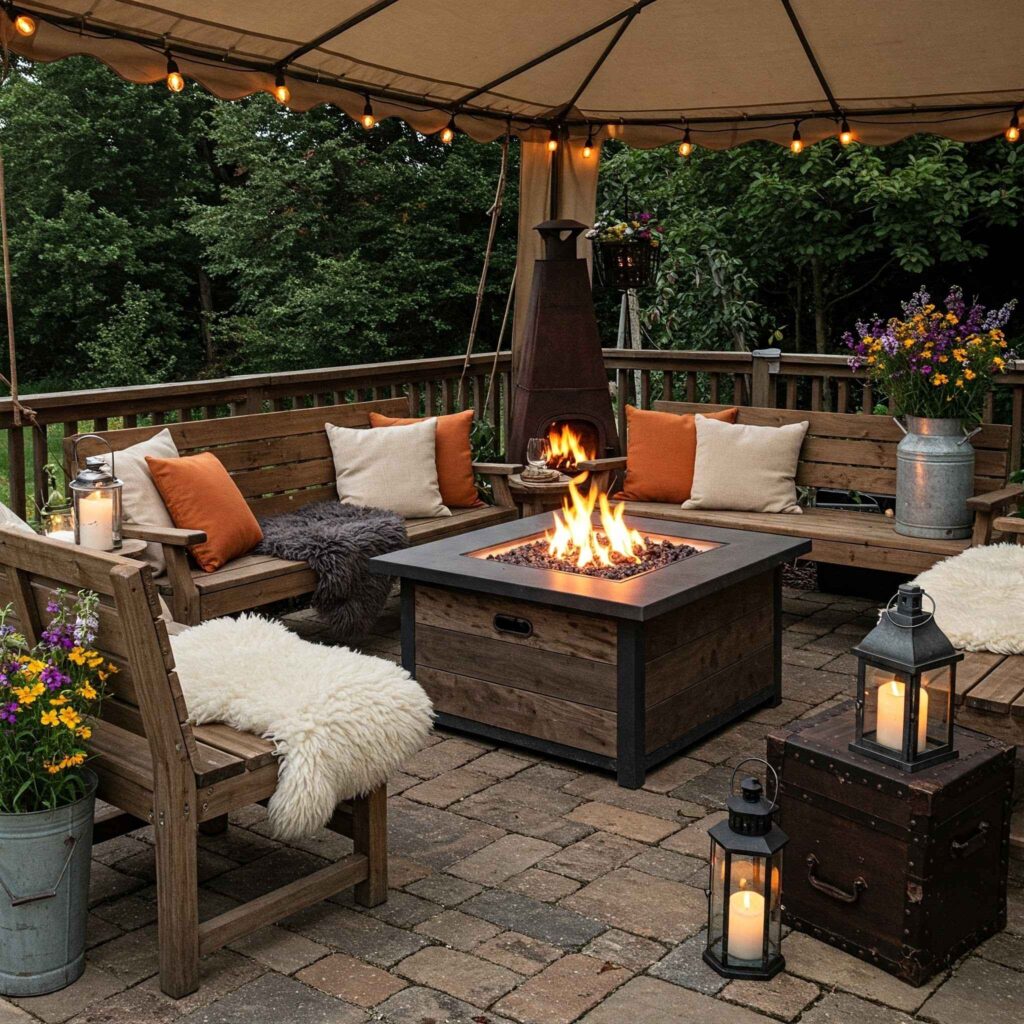 Rustic Fireside Gathering Spot Rustic Fireside Gathering Spot