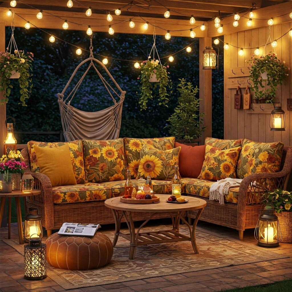 Sunflower-Themed Porch for Cozy Gatherings Sunflower-Themed Porch for Cozy Gatherings