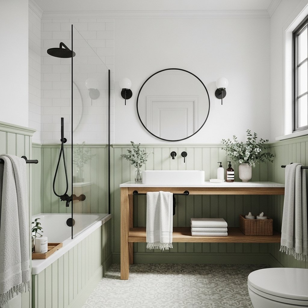 Fresh Green Beadboard Bathroom