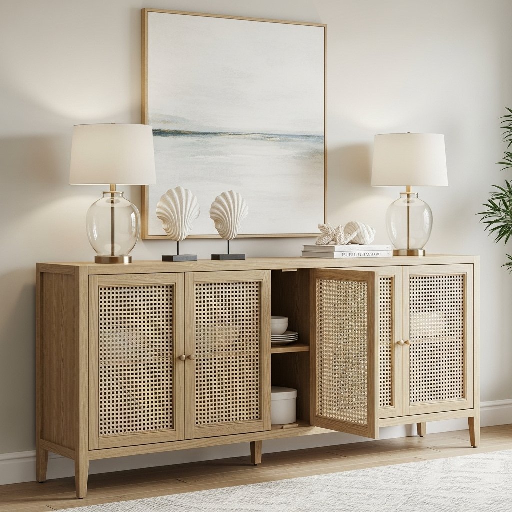 Natural Rattan Door Sideboard
