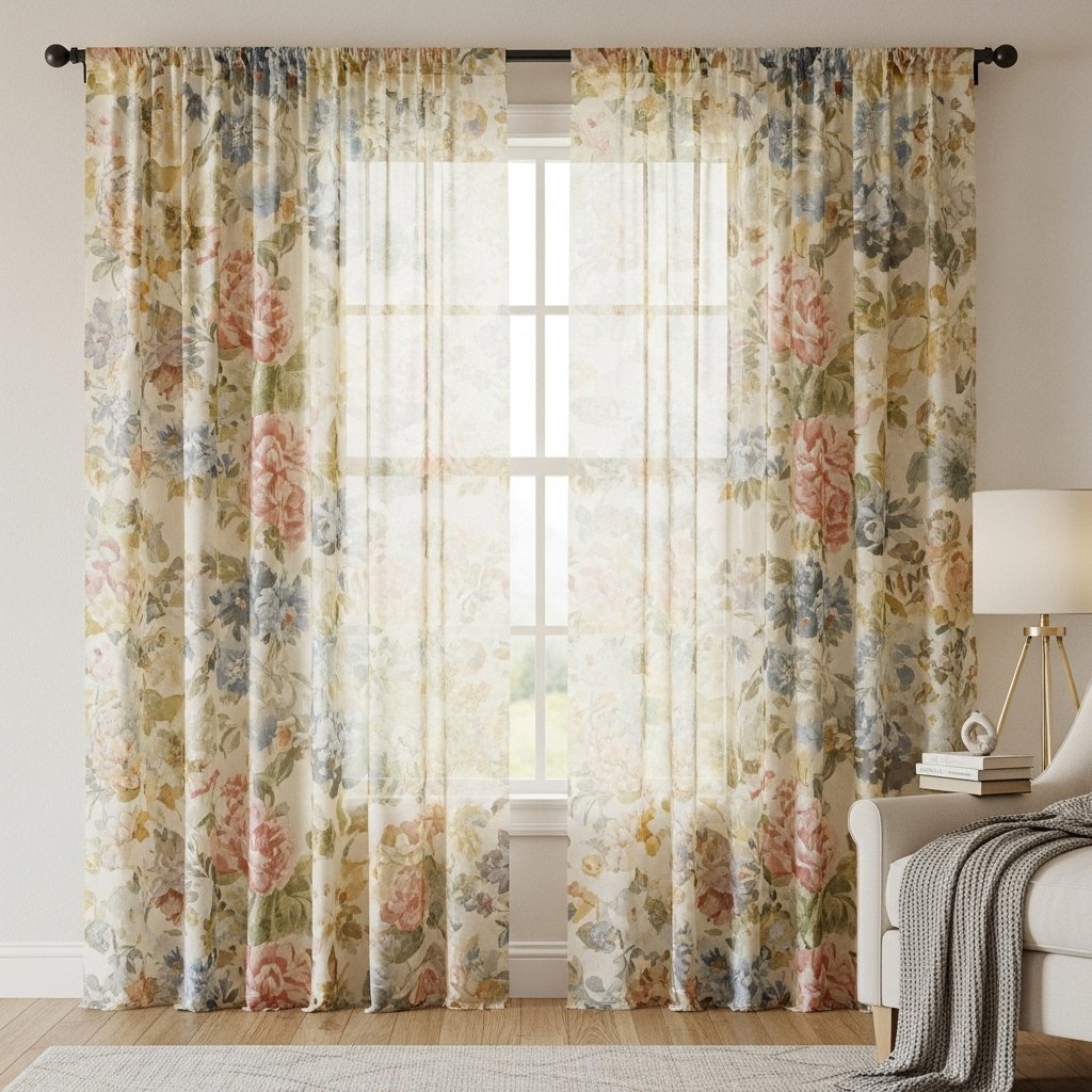 Watercolor Garden Sheer Curtains