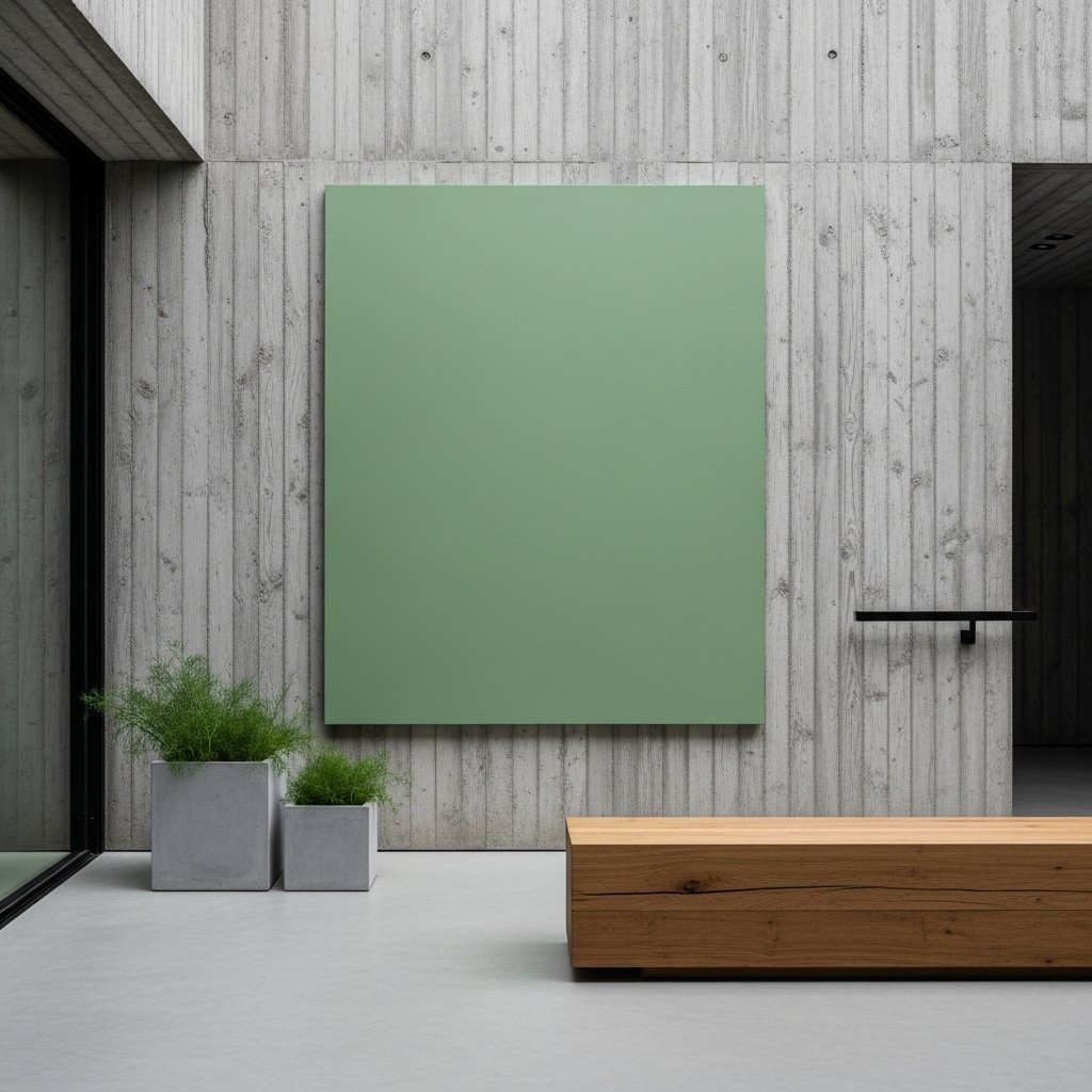 Minimalist Green on Raw Concrete