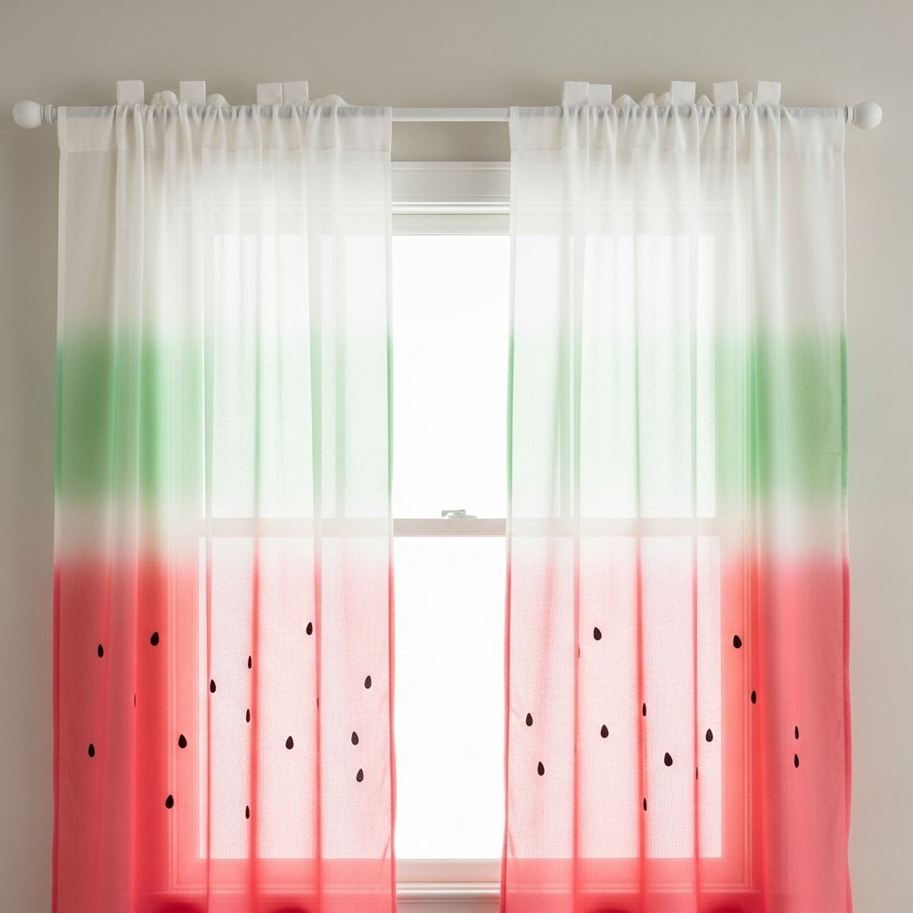 Sweet Watermelon Sheer Curtains
