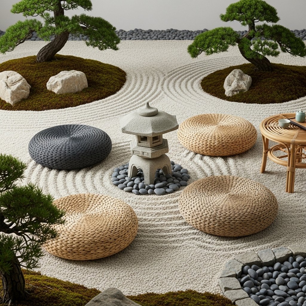 The Zen Garden Woven Floor Pillows