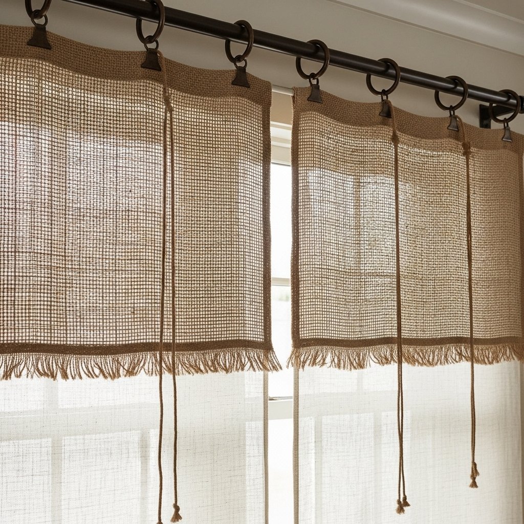 Layered Burlap Tie-Up Shades