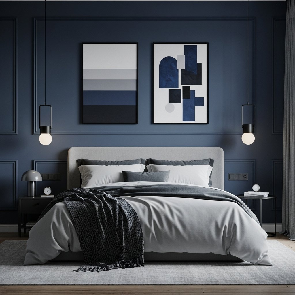 Ink Blue & Slate Geometry