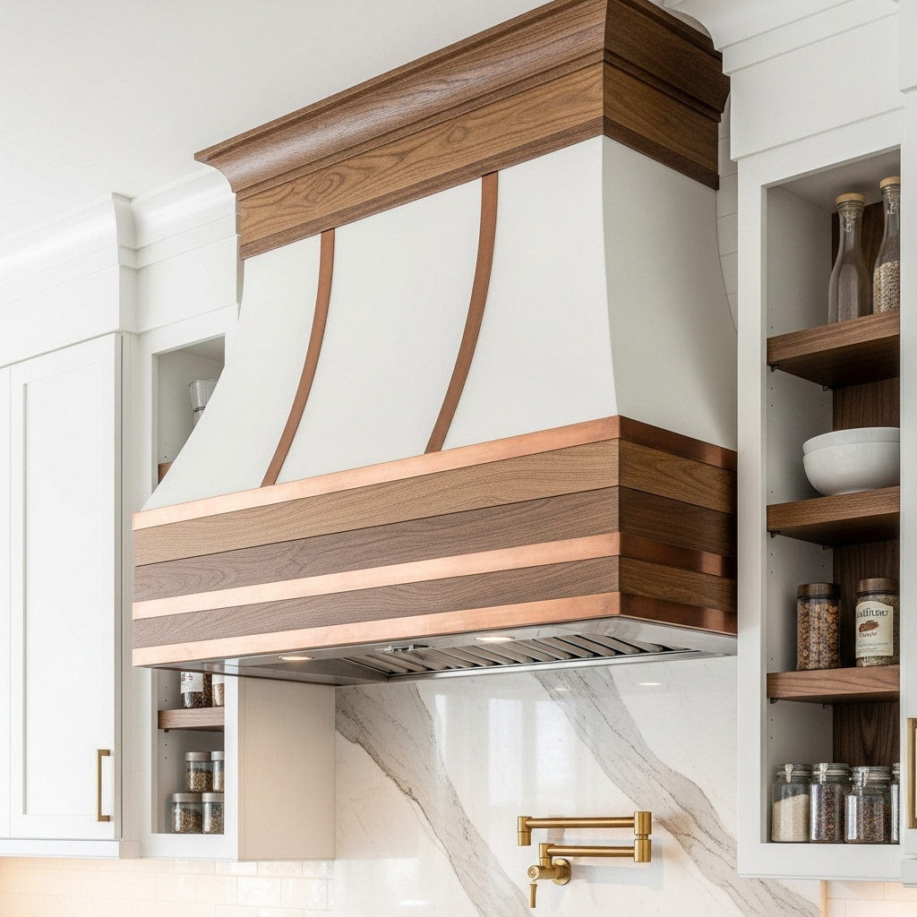 Sculpted Wood & Copper Range Hood Sculpted Wood & Copper Range Hood