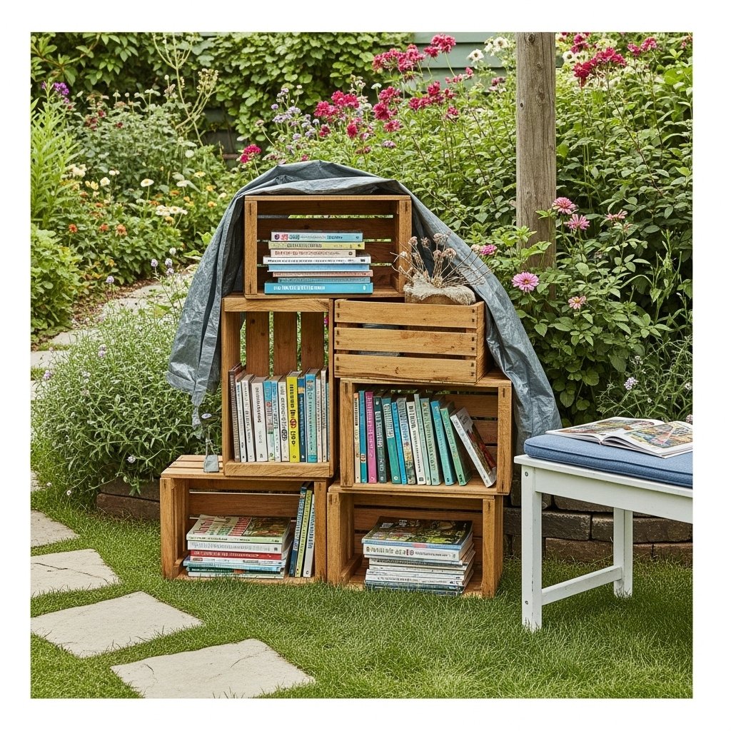 Rustic Outdoor Crate Library