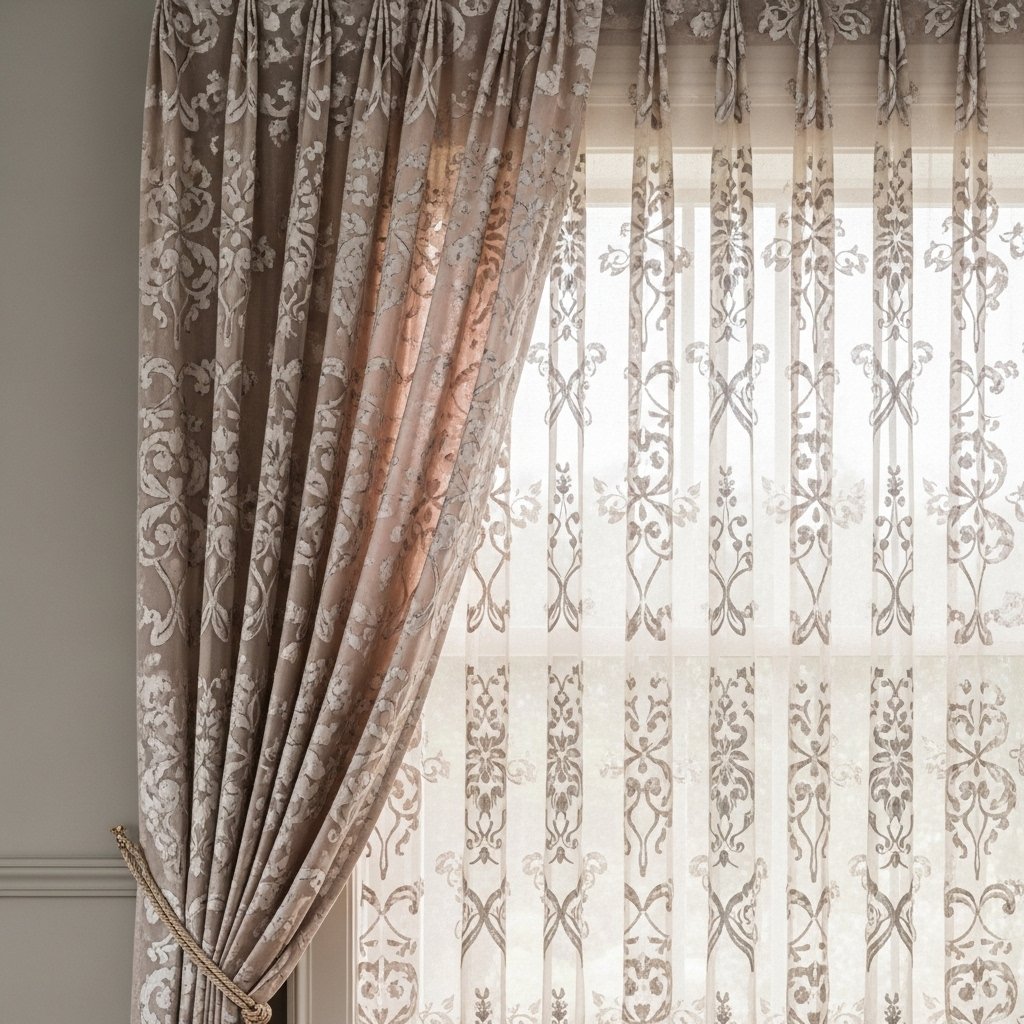 Layered Damask and Matching Sheers