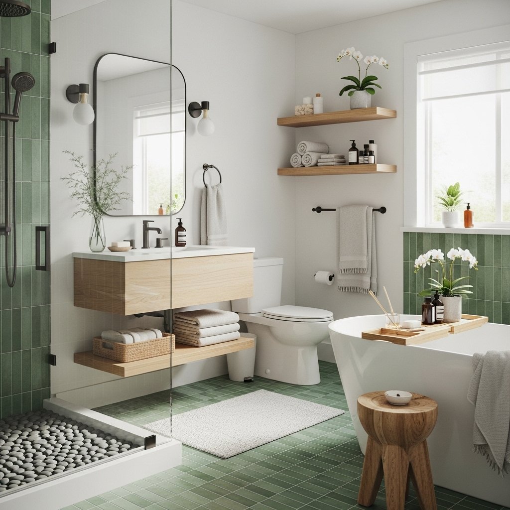 The Serene Green Spa Bathroom