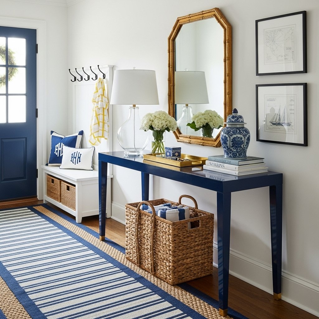 High-Gloss Navy Console Table