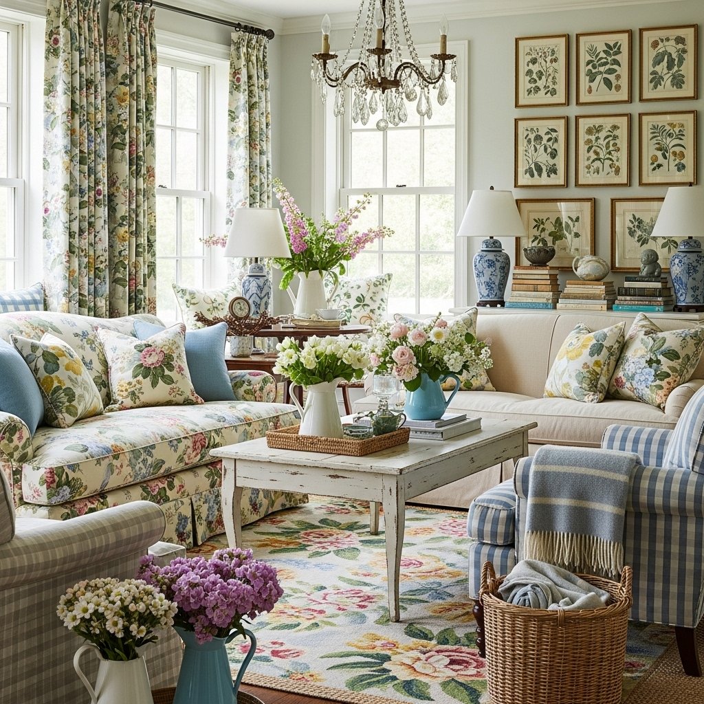 Classic Floral Skirted Sofa