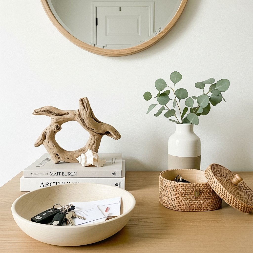 Woven Lidded Box and Wooden Catch-All Bowl