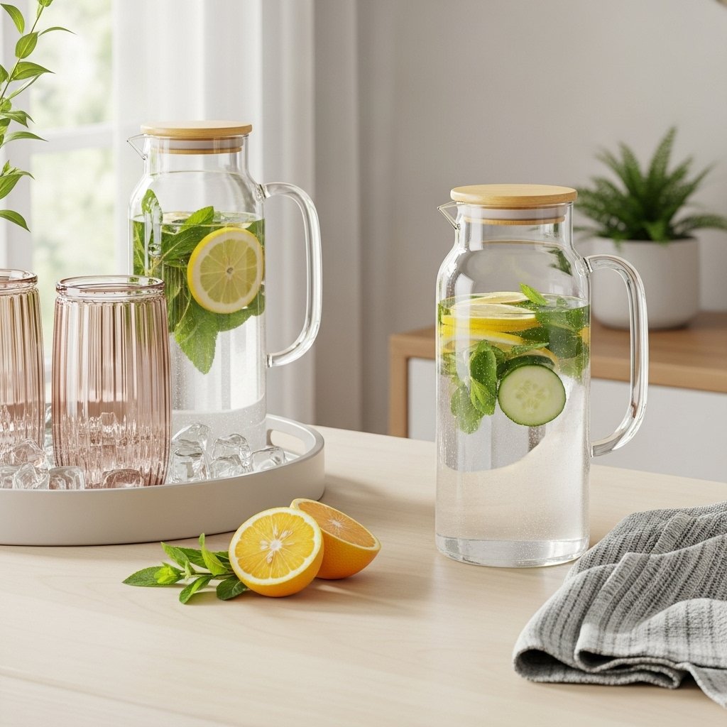 Glass Infuser Pitcher with Bamboo Lid