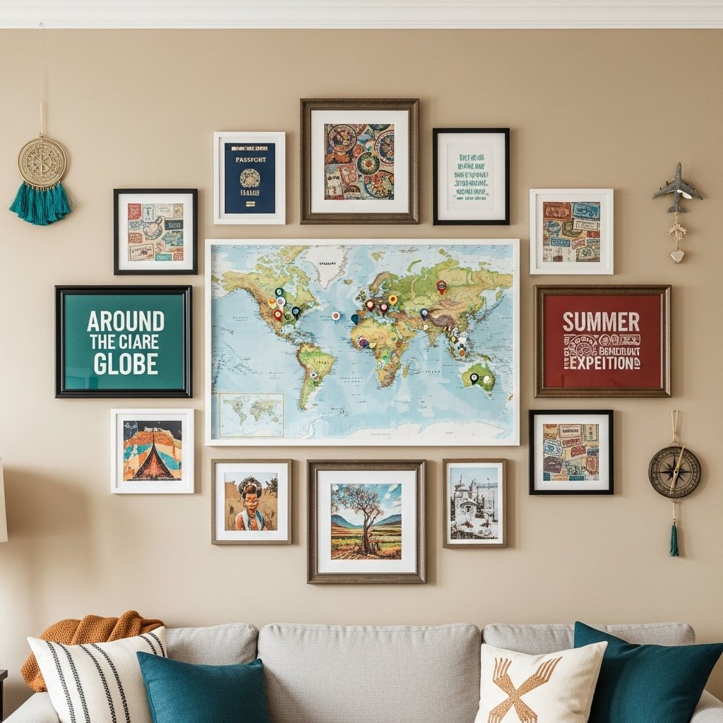 Wanderlust Wall: Travel Memories & World Map Centerpiece