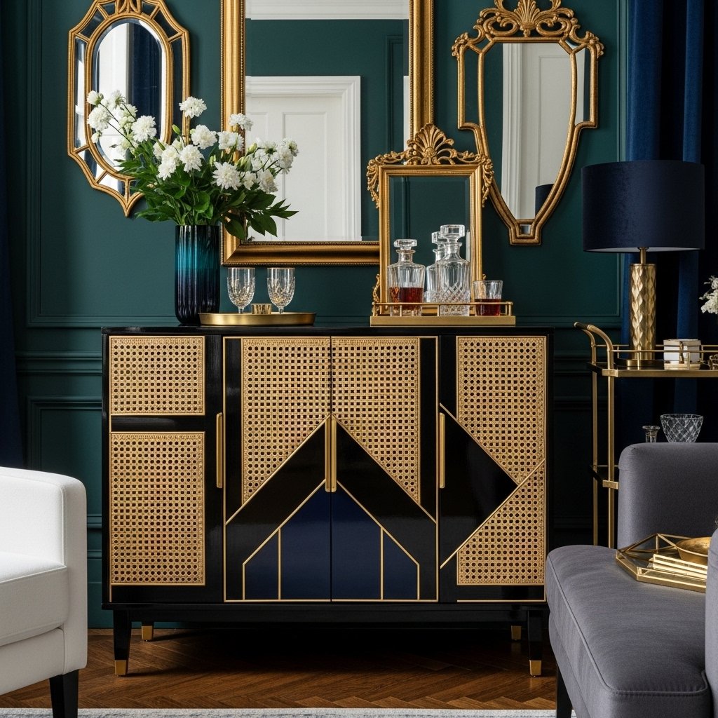 The Gatsby Geometric Cane Sideboard