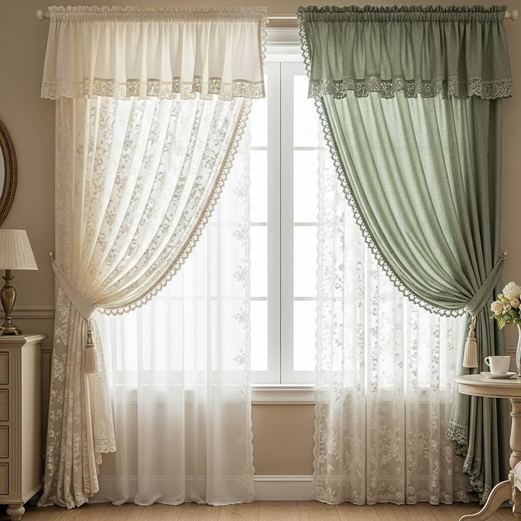 Mismatched Lace and Linen Drapery