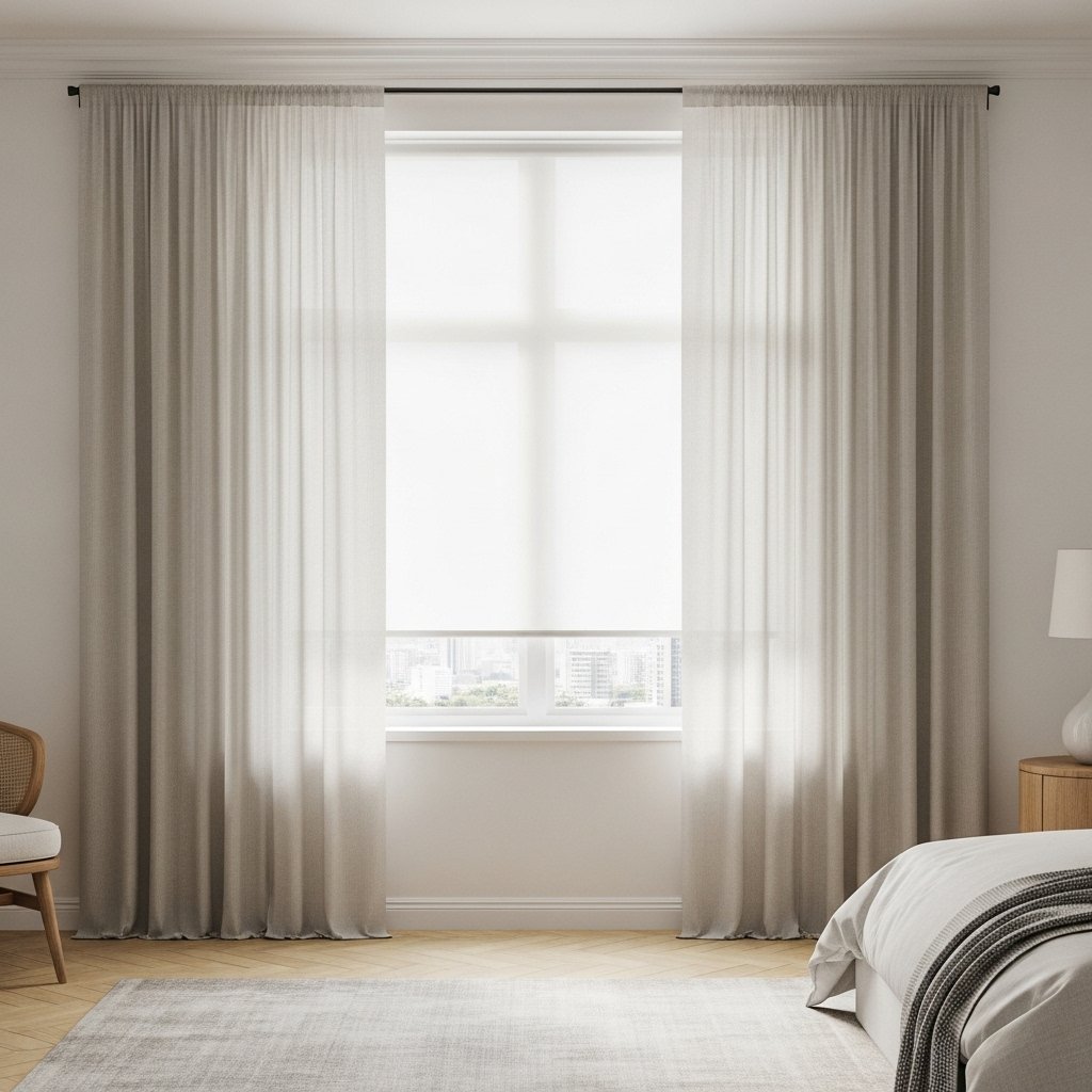 Sheer Thermal Curtains in Soft Beige