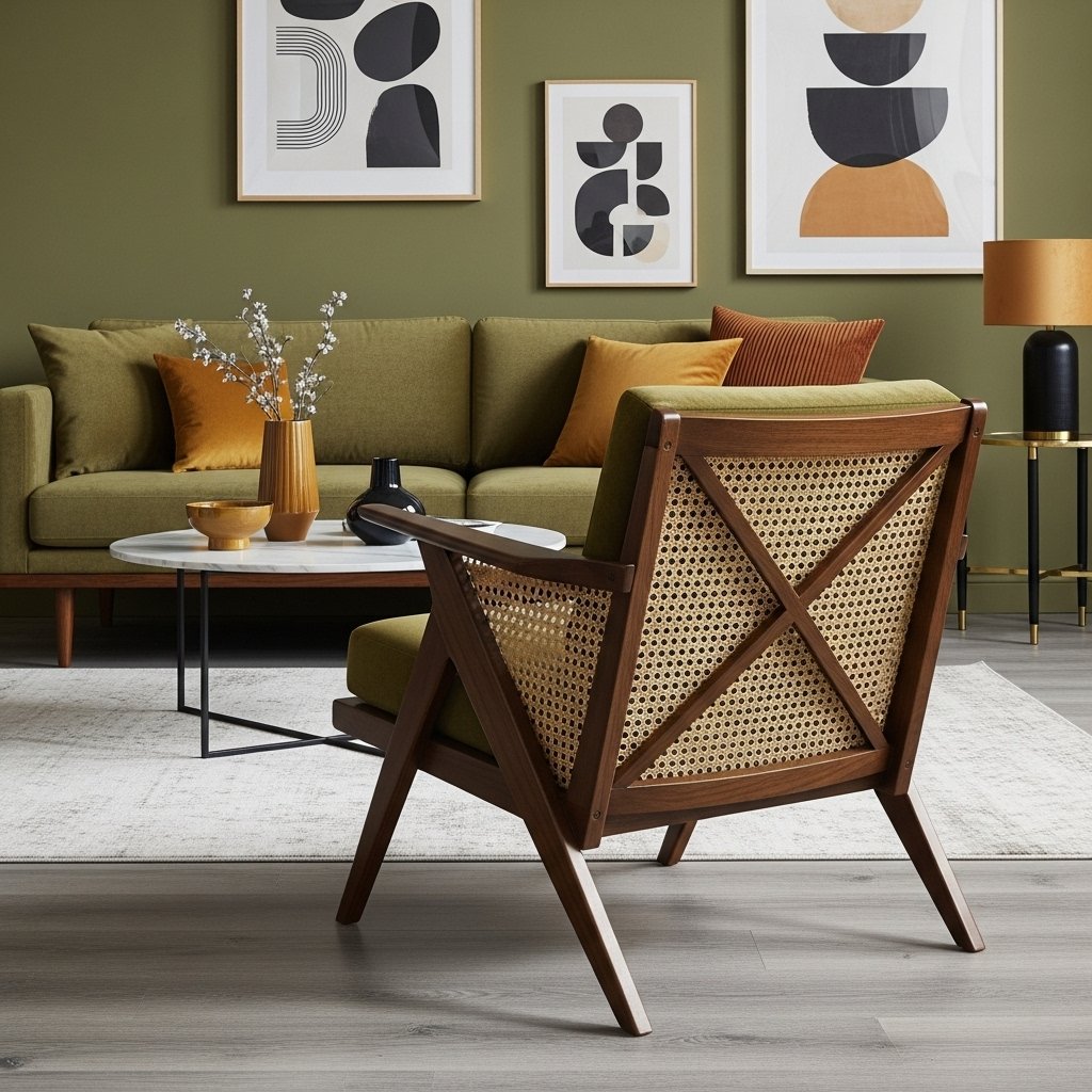 The Retro Walnut & Cane Armchair