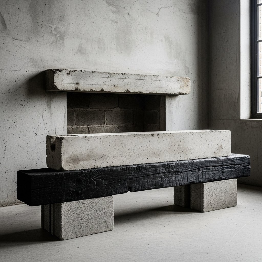 Brutalist Beam & Block Bench