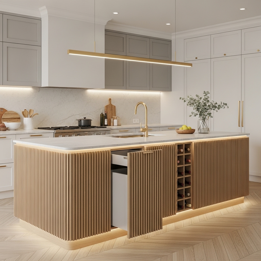Slatted Island with Hidden Storage Slatted Island with Hidden Storage