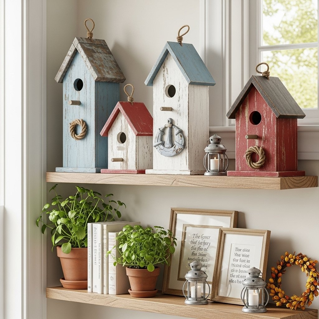 Nautical Birdhouse Shelf Display