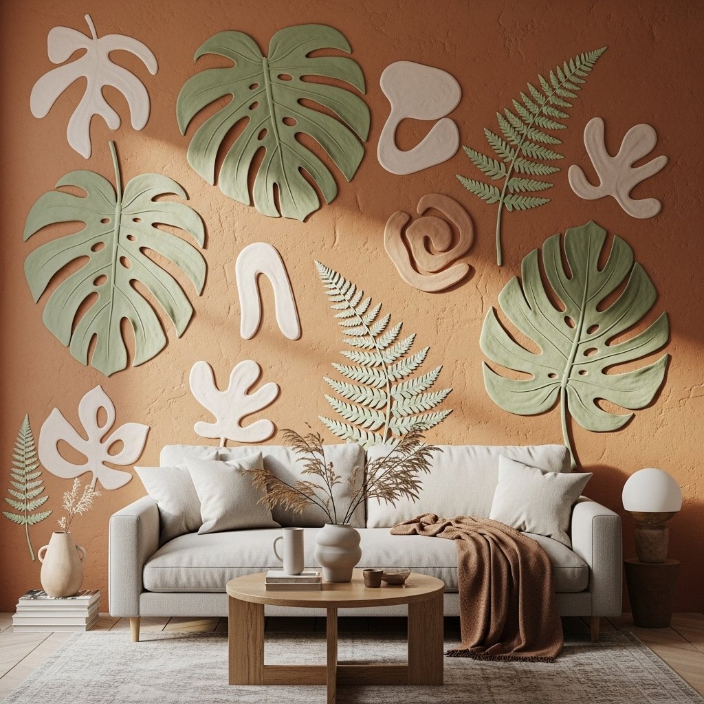 Terracotta & Clay Leaf Relief Wall
