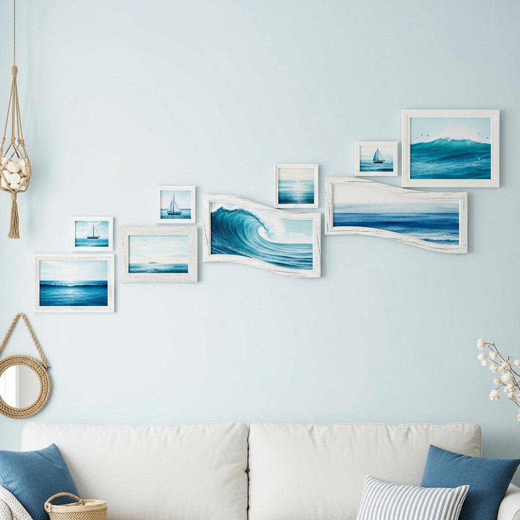 Ocean Flow: Coastal Wave-Inspired Gallery Wall