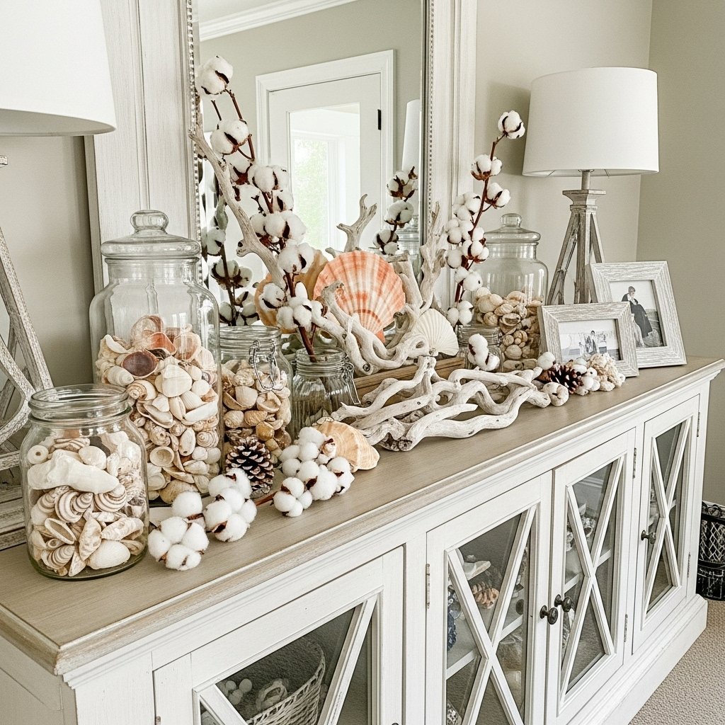Driftwood & Seashell Console Display