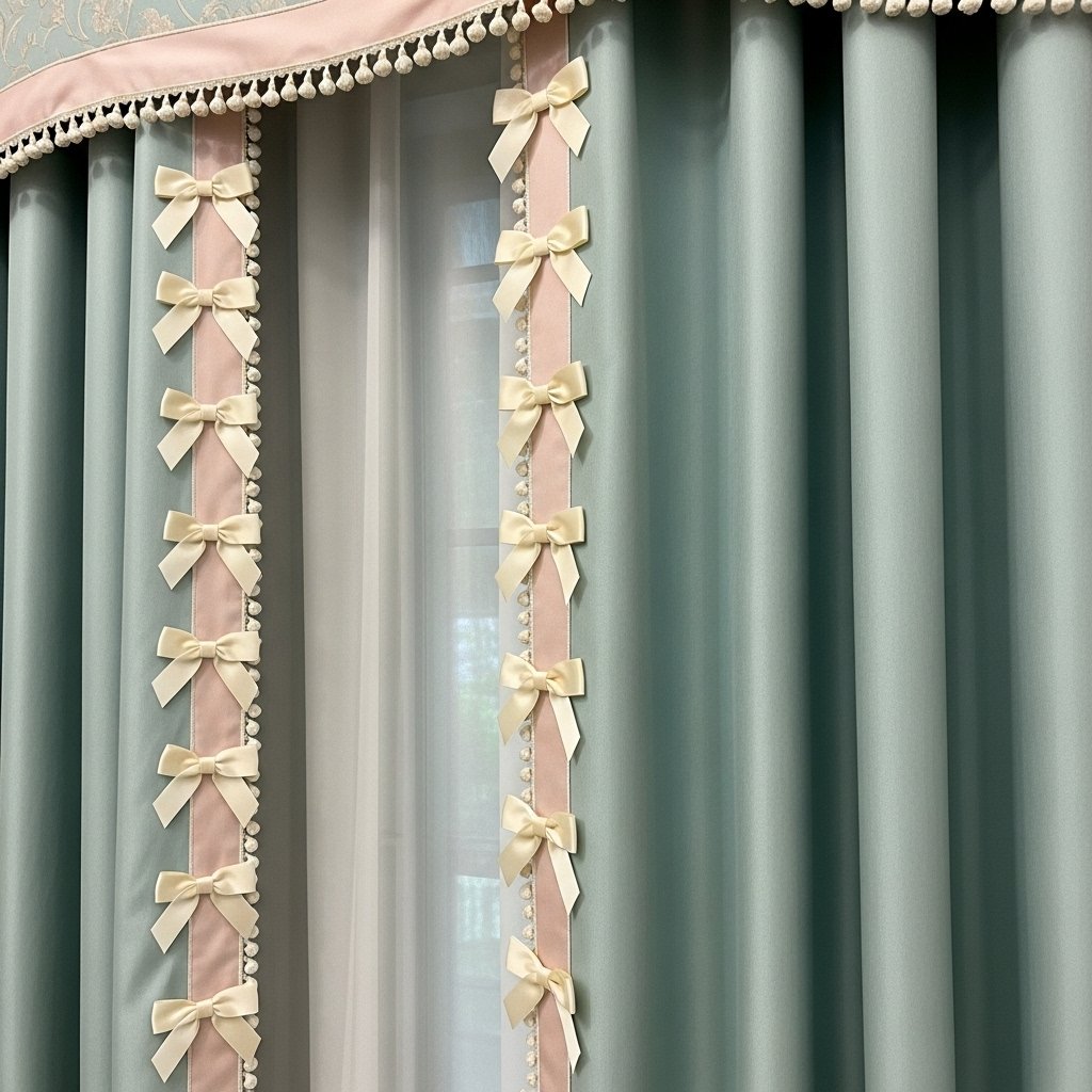 Pastel Drapes with Ribbon Bow Trim