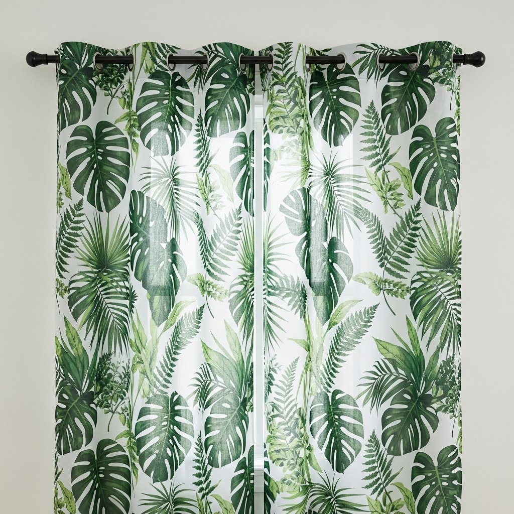 Tropical Leaf Sheer Curtains