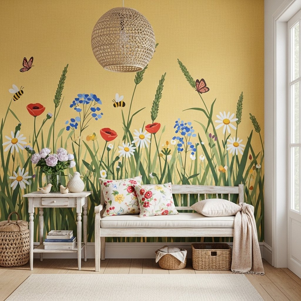 Hand-Painted Wildflower Mural