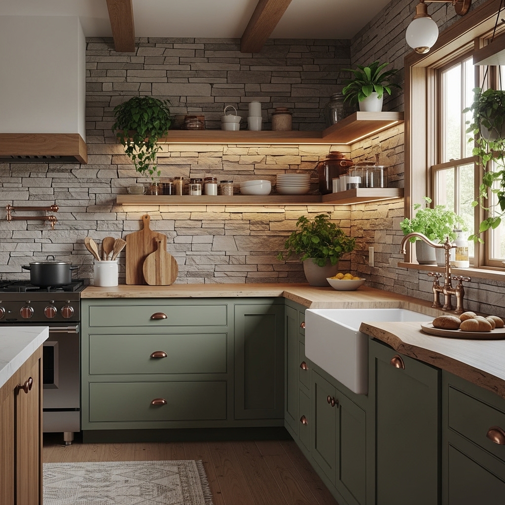 Rustic Stone Wall Kitchen Rustic Stone Wall Kitchen