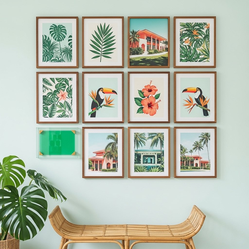 Tropical Grid: Palm Leaves & Paradise Gallery Wall