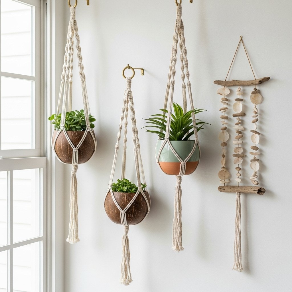 Macramé Hanging Planters with Coastal Charm