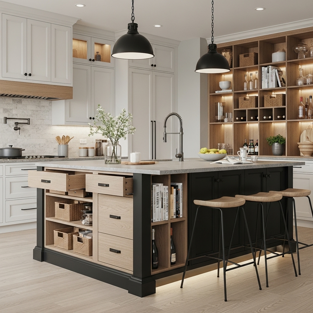 Multifunctional Island with Open Storage Multifunctional Island with Open Storage