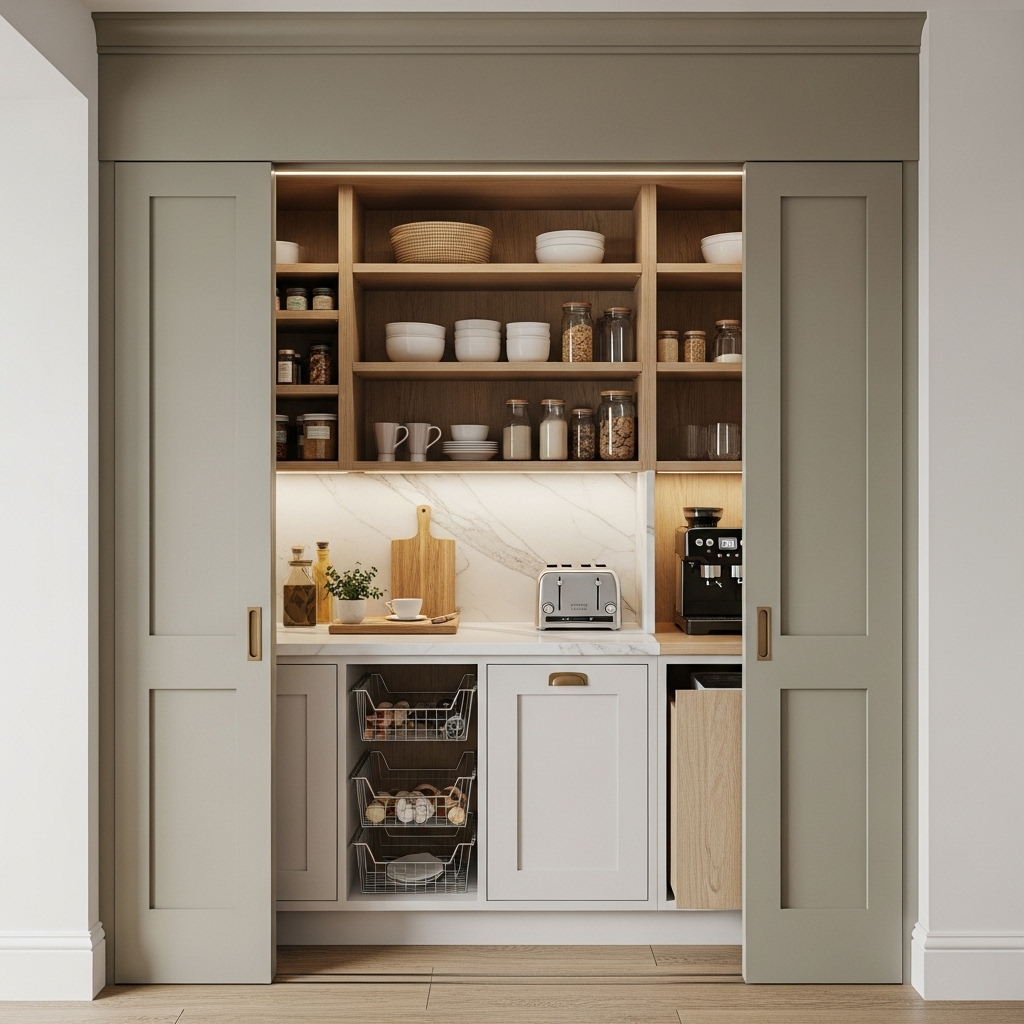 Hideaway Pantry Station with Sliding Doors Hideaway Pantry Station with Sliding Doors