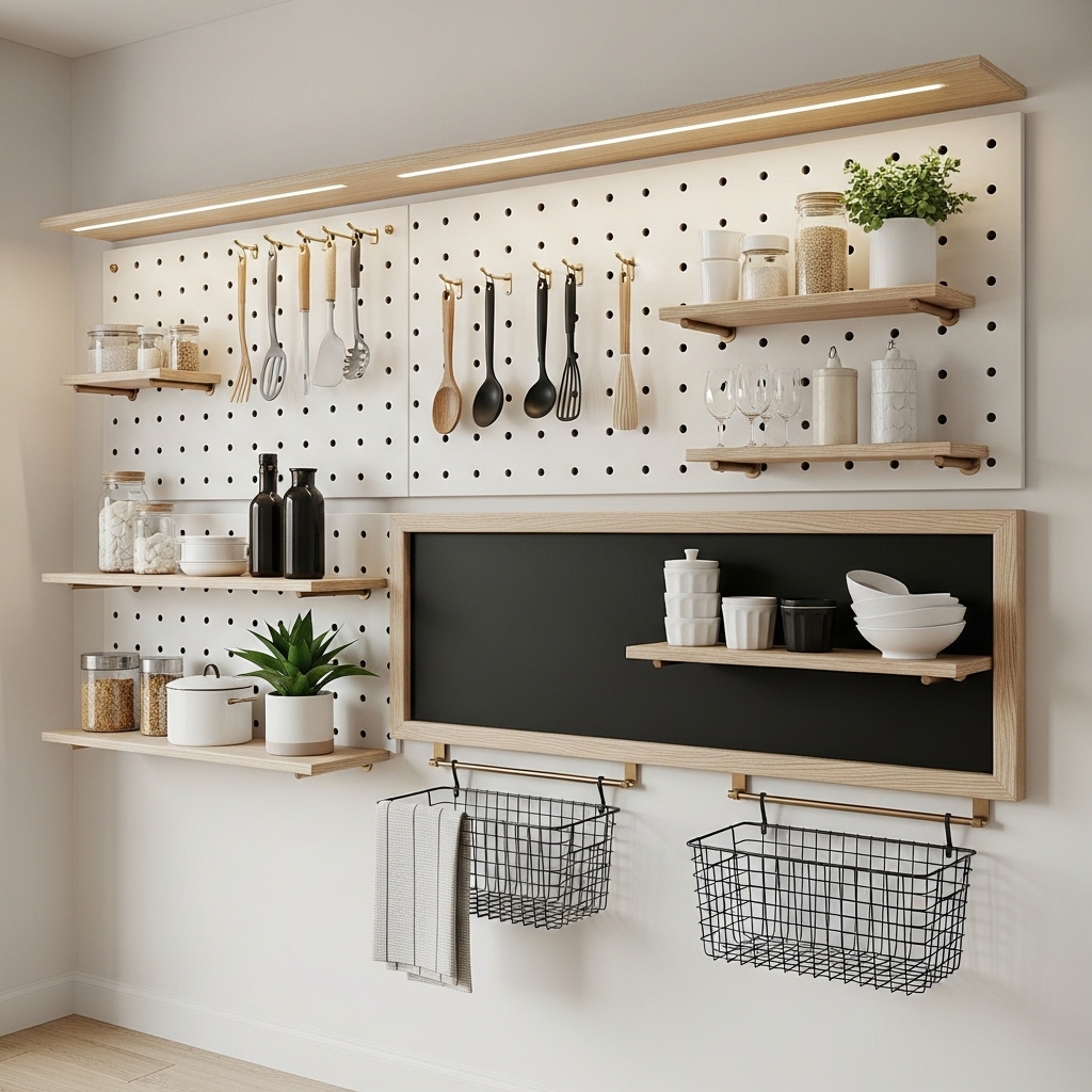 Pegboard Wall with Modular Storage Pegboard Wall with Modular Storage