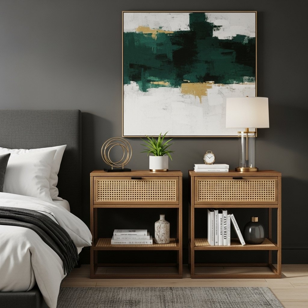 The Ashton Cane & Wood Bedside Table