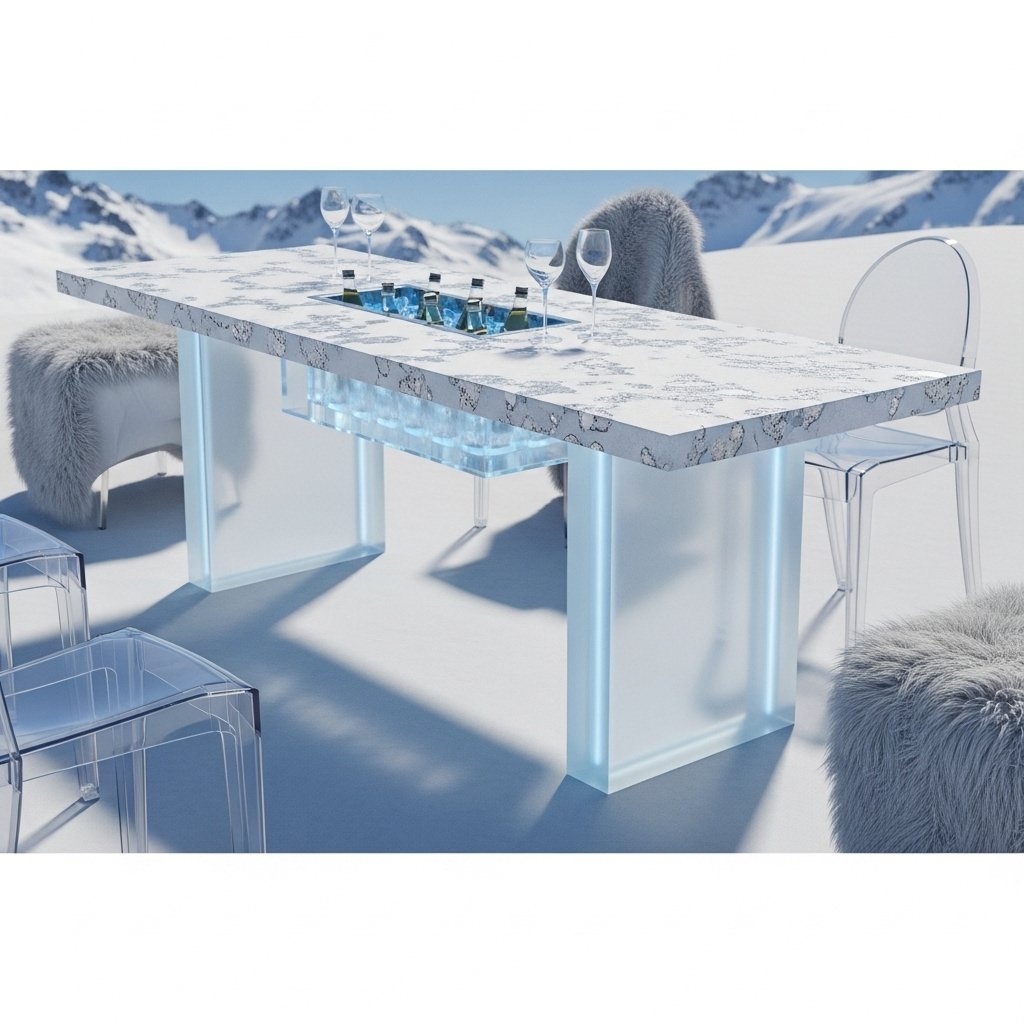 GlacierGlow Marble Bar Table