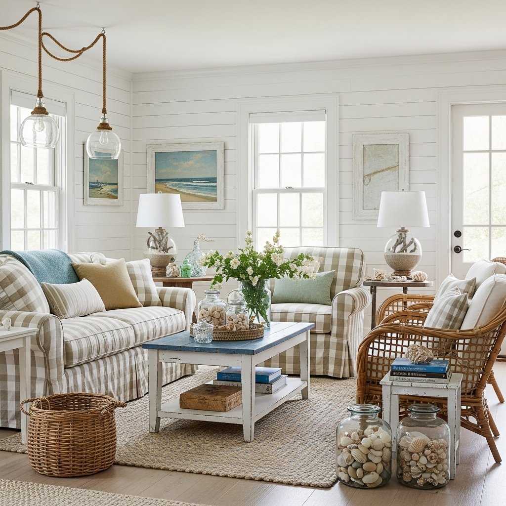 Seaside Cottage Gingham Sofa