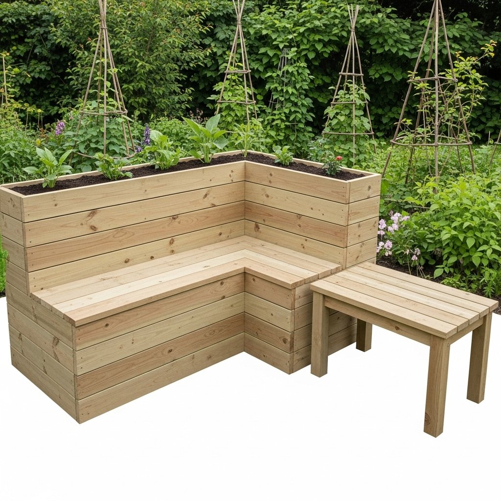 Corner Bench with Built-in Planter