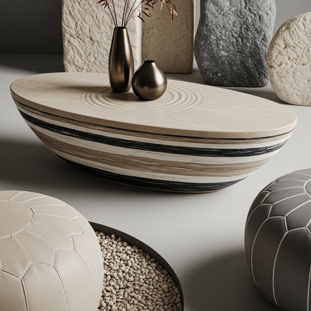 Sandstone Ripple Oval Table