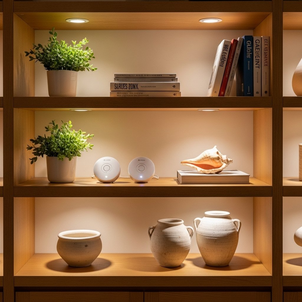 Minimal Shelf Spotlights for a Warm Display
