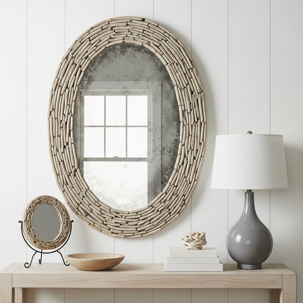 Oval Driftwood-Inspired Wall Mirror