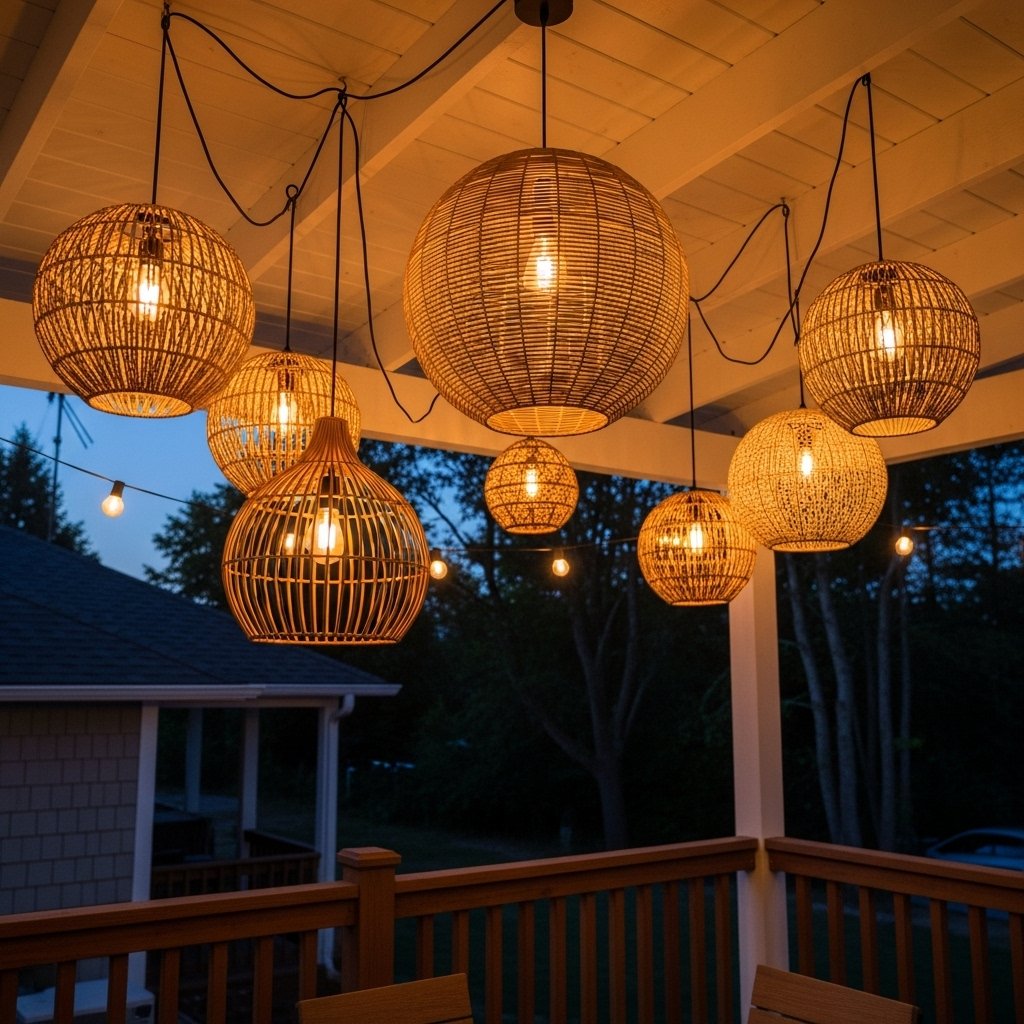 Boho Basket Pendant Cluster Lighting