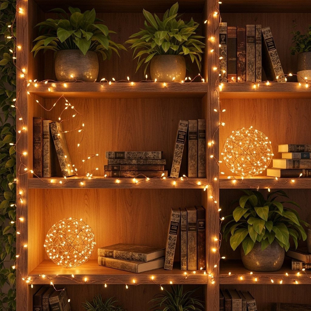 Storybook Shelf with Twinkle String Lights