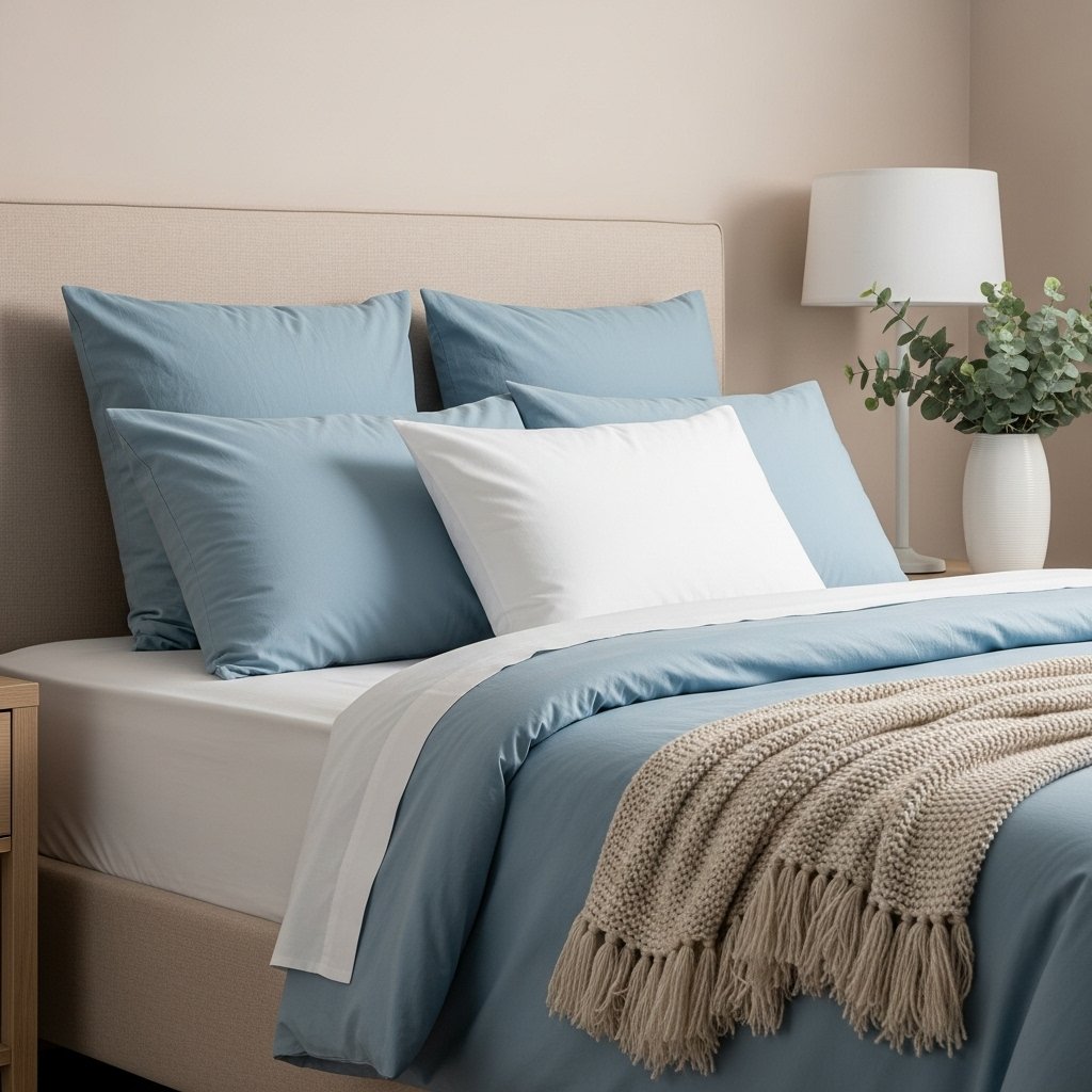 Sky Blue Percale Cotton Bedding Set