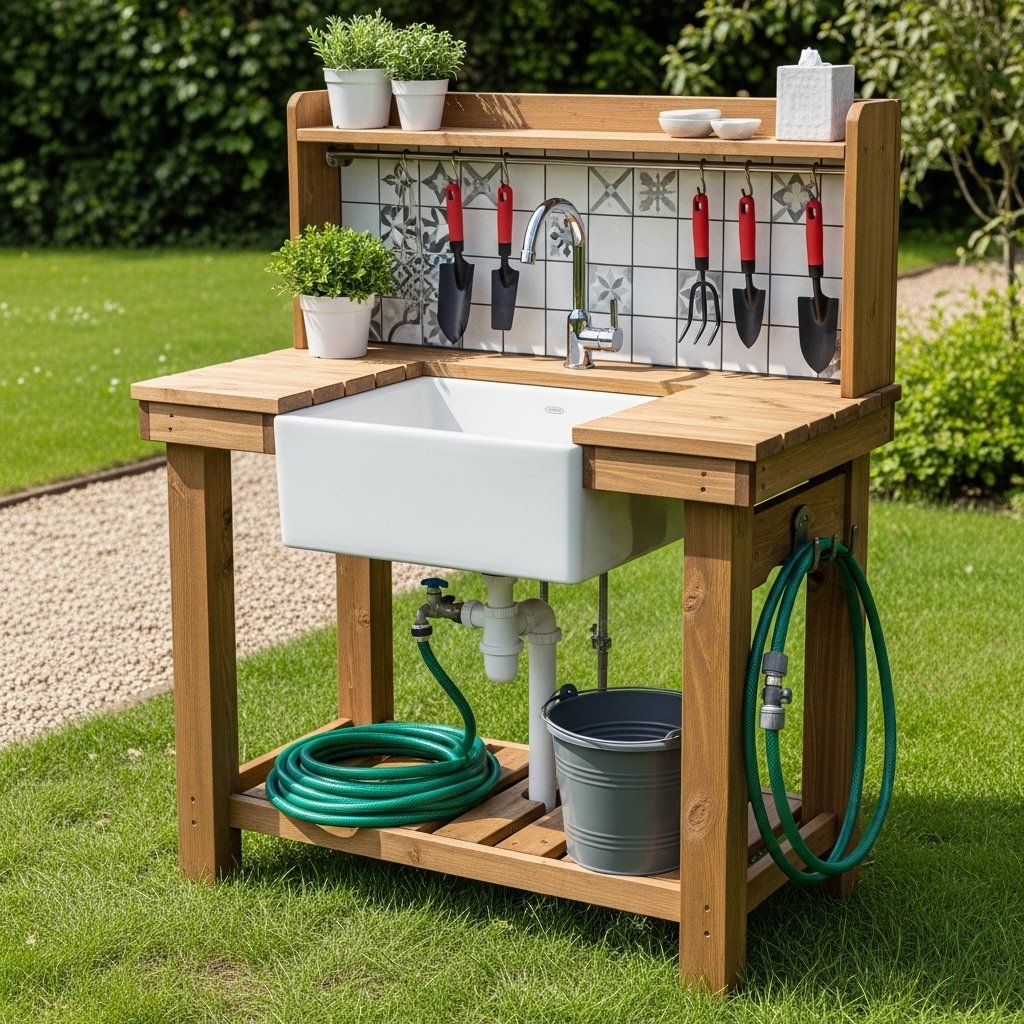 Gardener's Potting Bench with Sink